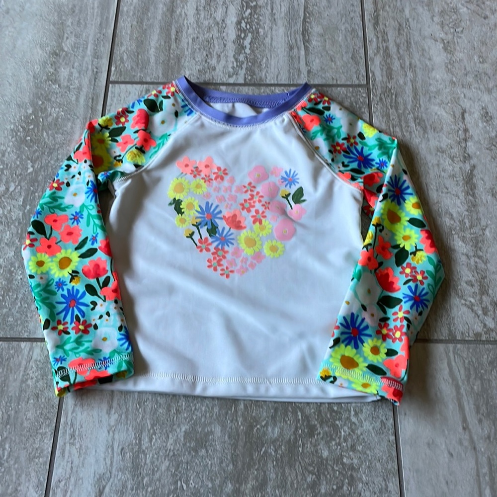 Preloved Cat & Jack white 4T floral long sleeves